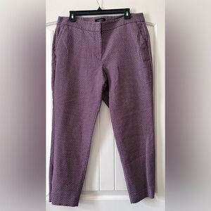 Talbots Heritage Womens Sz 14P Slim Skinny Crop Pants High Rise Red Blue stretch